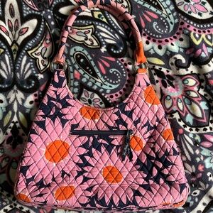 Vera Bradley Pink and Orange Quilted Shoulder Bag